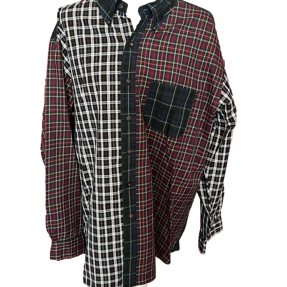Brooks Brothers Country Club Patchwork Block Pattern Long Sleeve Tartan Shirt XL
